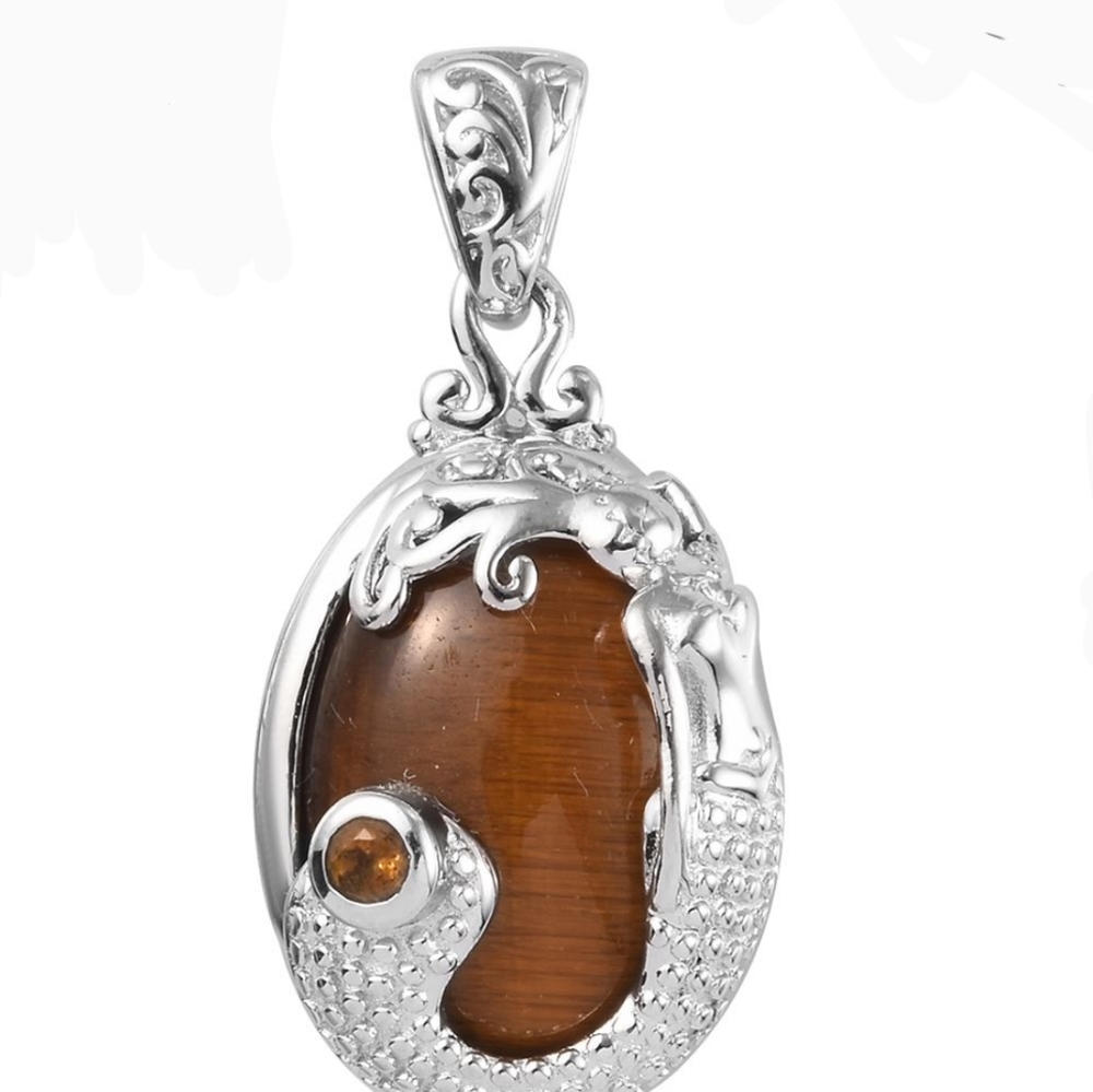 NWT Mermaid 11.52ct Tiger's Eye & Citrine Pendant